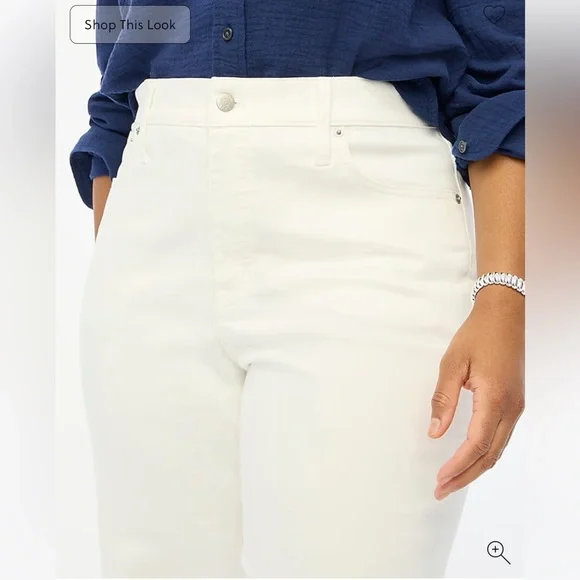 J. Crew Factory Wide Leg Crop Jeans in all day stretch, Seashell White, size 32 - Picture 5 of 7